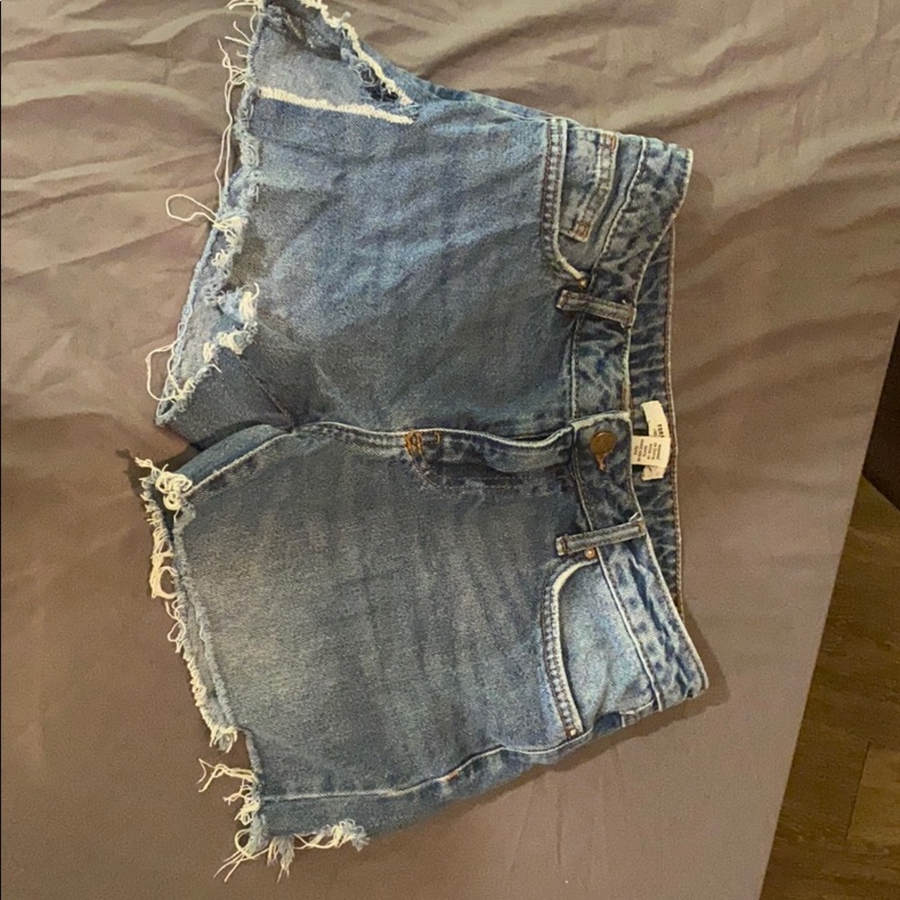 Distressed jean shorts
